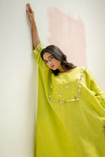 Longline Kaftan Kurta with Pants - Neon | Prahnaaya