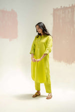 Mandarin Collar Kurta and Pants - Neon | Prahnaaya