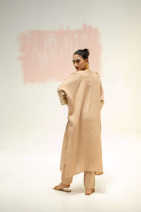 Chamakeen Antifit Linen Kurta with Pants - Beige | Prahnaaya
