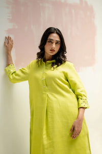 Mandarin Collar Kurta and Pants - Neon | Prahnaaya