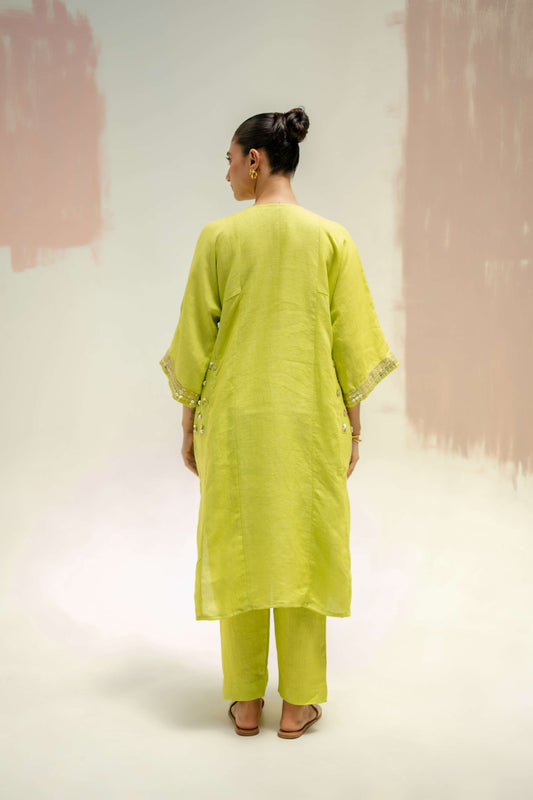 Aaram Choga Kurta with Pants - Neon | Prahnaaya