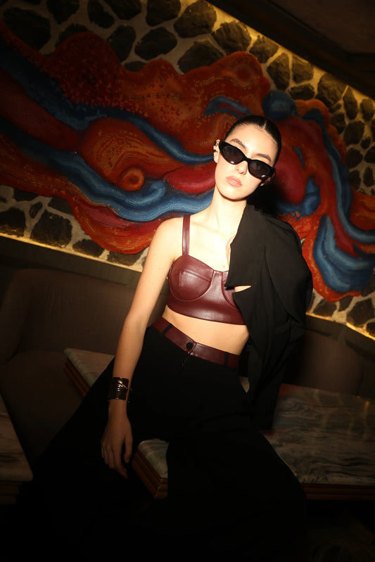 Wine berry sculpt bralette | Khushbu Rathod