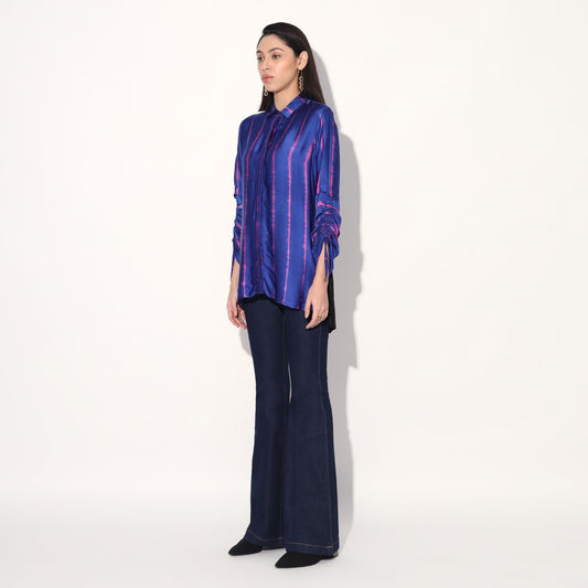 Ivy shibori stripe shirt - Pink Purple | Linetribe