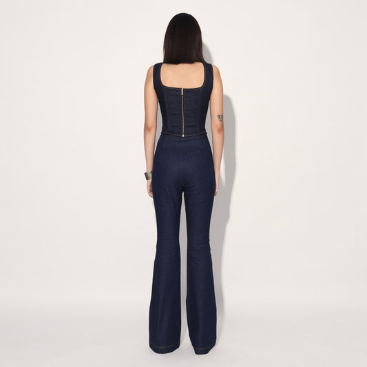 DENIM FLARE PANTS - BLUE | Linetribe