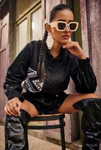 Black Triangle Geometric Shirt / Co-ord Set | Puja Agarwal