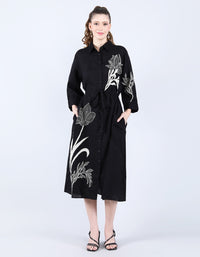 Linen Black Long Dress | Linen Bloom