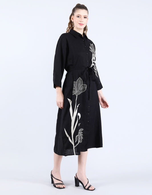 Linen Black Long Dress | Linen Bloom