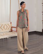 Ahalya Linen Beige Trousers | AMBR