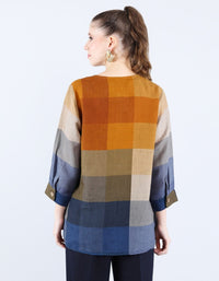 Linen Mustard and Blue Tunic | Linen Bloom