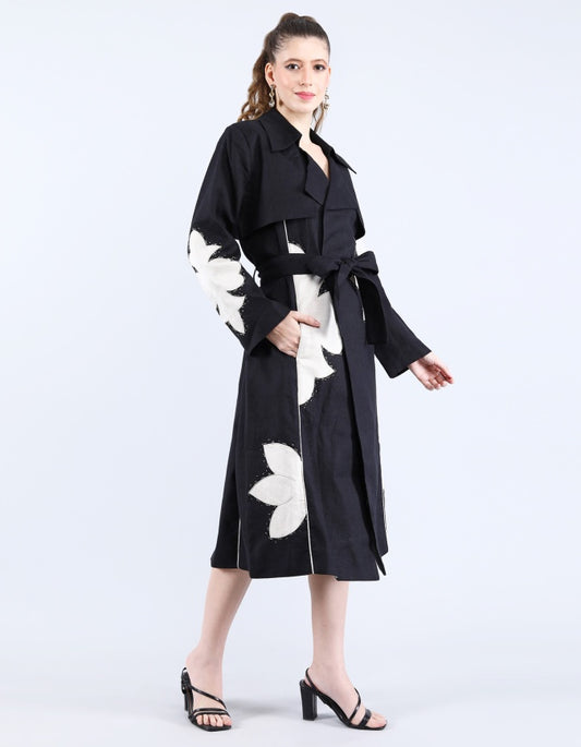 Black Linen Trench Coat | Linen Bloom