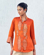Bhumi Burnt Orange Satin Shirt | AMBR