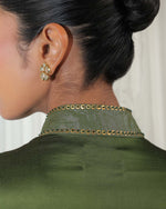 Bhumi Olive Green Satin Shirt | AMBR