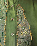 Bhumi Olive Green Satin Shirt | AMBR