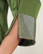 Bhumi Olive Green Satin Shirt | AMBR