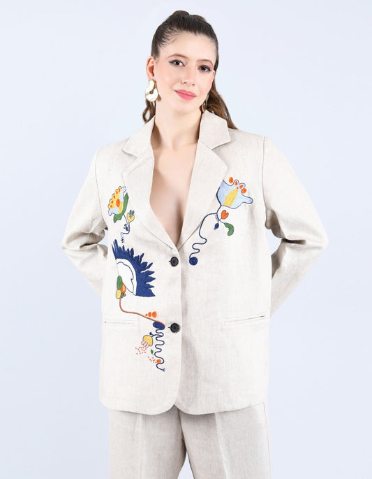 Beige Linen Blazer | Linen Bloom