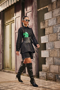 Wild Flower Black Shirt / Co-ord Set | Puja Agarwal