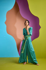 TEAL TIE UP JUMPSUIT IN TESSERA | CUIN