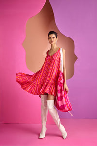 PINK/RED SHORT SUMMER DRESS IN AURA | CUIN