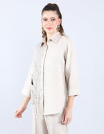 Beige Pleated Shirt | Linen Bloom