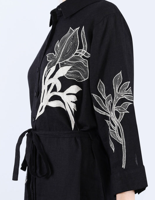 Linen Black Long Dress | Linen Bloom