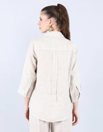 Beige Pleated Shirt | Linen Bloom