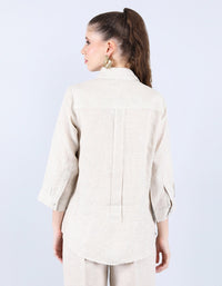 Beige Pleated Shirt | Linen Bloom