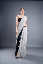 Stripped button saree | ATBW