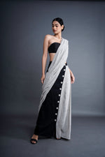 Stripped button saree | ATBW