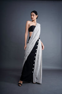 Stripped button saree | ATBW