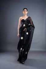Floral organza saree (Black) | ATBW