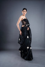 Floral organza saree (Black) | ATBW