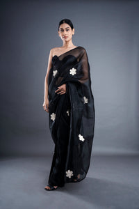 Floral organza saree (Black) | ATBW