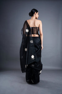 Floral organza saree (Black) | ATBW