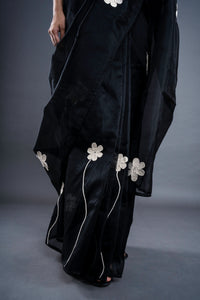 Floral organza saree (Black) | ATBW