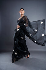 Floral organza saree (Black) | ATBW
