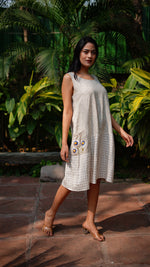 BEIGE PRINTED MIX AND MATCH SLEEVLESS DRESS | Linen Bloom