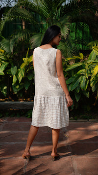 BEIGE PRINTED MIX AND MATCH SLEEVLESS DRESS | Linen Bloom