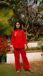 RED TOUCAN STRIPE SHIRT | Linen Bloom