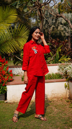 RED TOUCAN STRIPE SHIRT | Linen Bloom