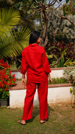 RED TOUCAN STRIPE SHIRT | Linen Bloom
