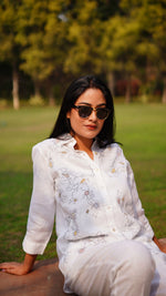 WHITE SCRIBBLE LONG SHIRT | Linen Bloom