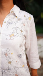 WHITE SCRIBBLE LONG SHIRT | Linen Bloom