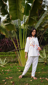 WHITE RINGLE SHIRT | Linen Bloom