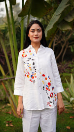 WHITE RINGLE SHIRT | Linen Bloom