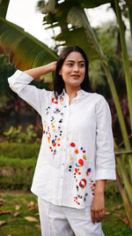 WHITE RINGLE SHIRT | Linen Bloom