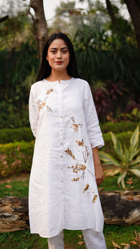 WHITE BIG FLORAL TUNIC | Linen Bloom