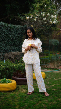 YELLOW DOT PRINT SHIRT | Linen Bloom