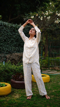 YELLOW DOT PRINT SHIRT | Linen Bloom