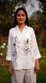 WHITE BIRD LONG SHIRT | Linen Bloom