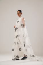 MJ Floral Saree (White) | ATBW
